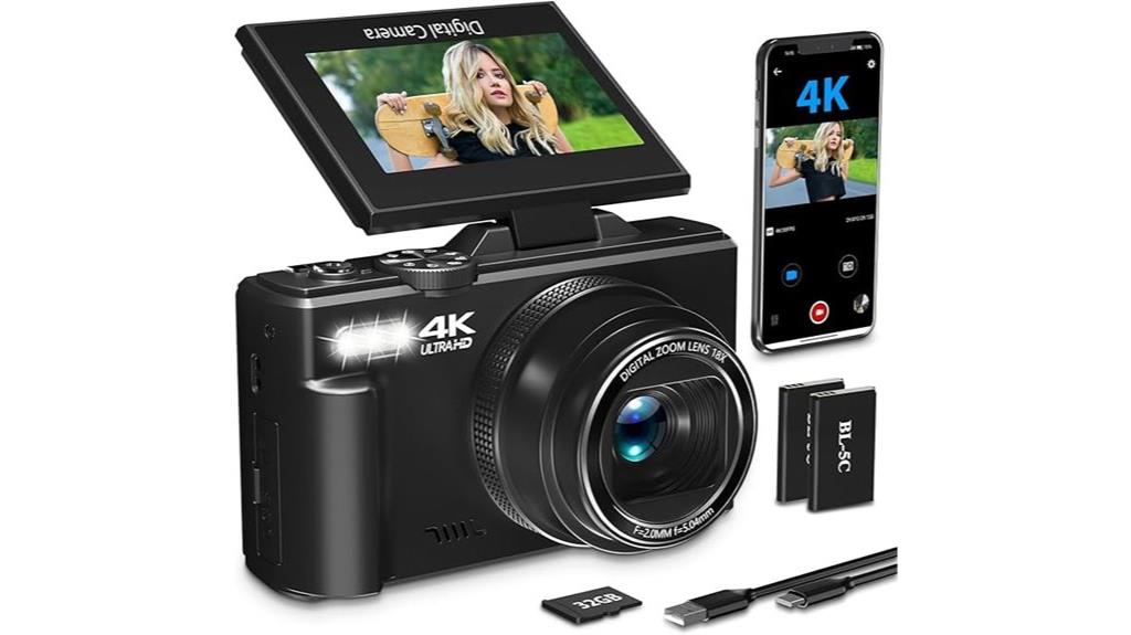 4k vlogging camera with flip