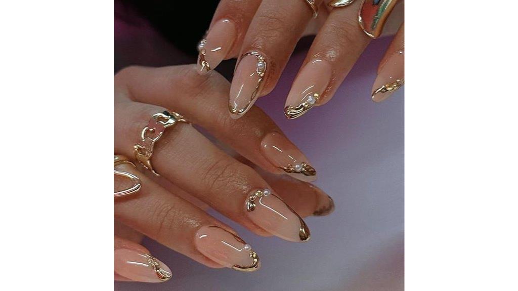 almond fake nails set