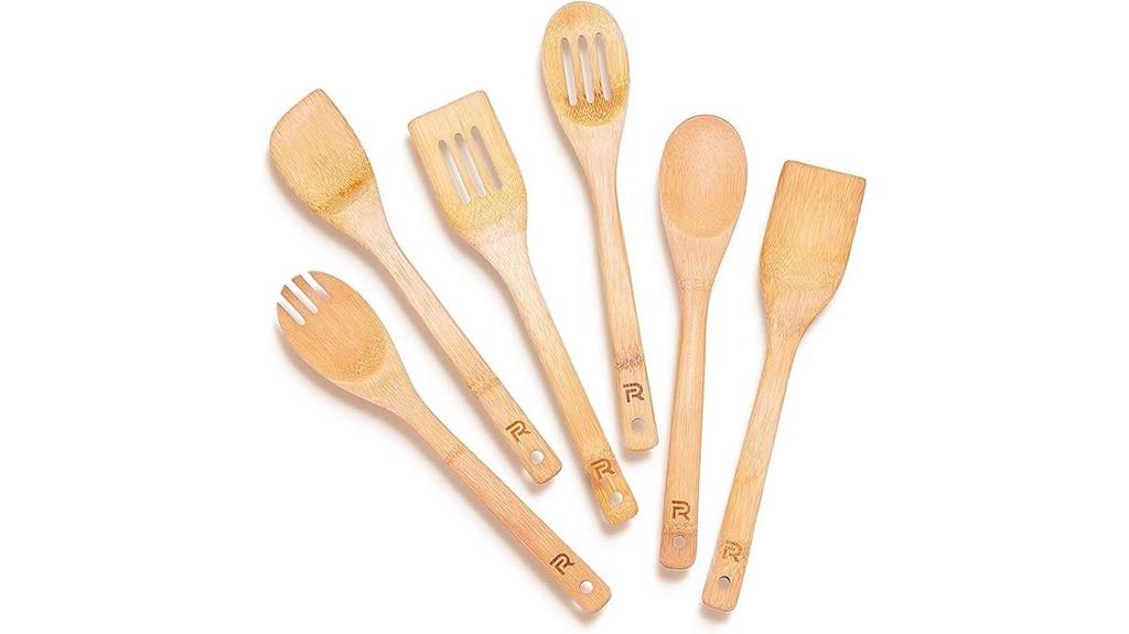 bamboo spoon set six