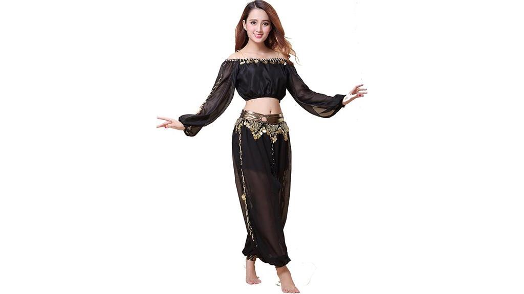 black chiffon belly dance set