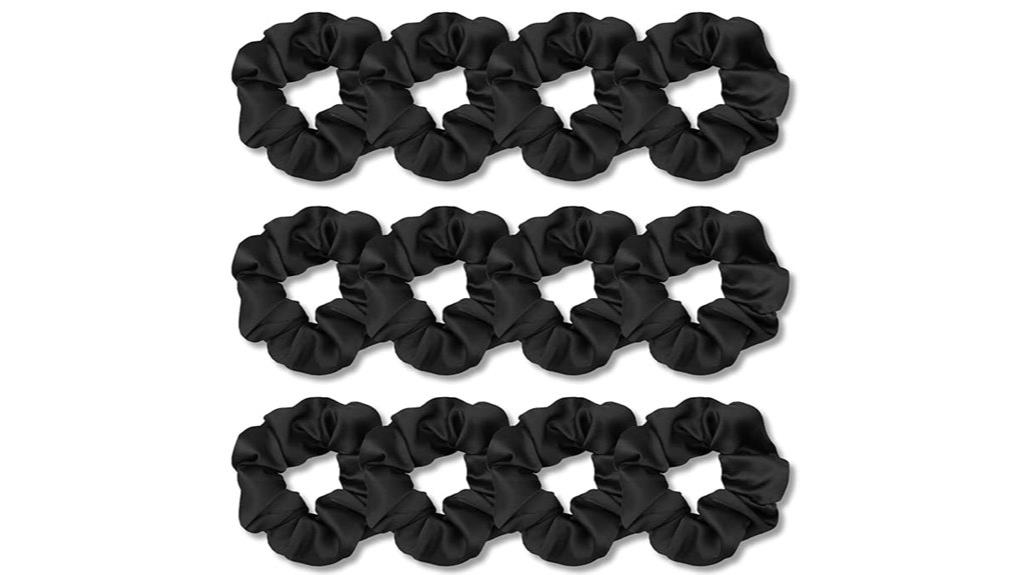 black satin hair scrunchies