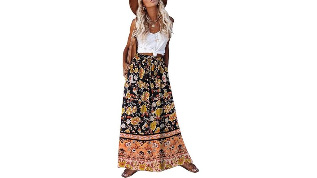 boho floral maxi skirt
