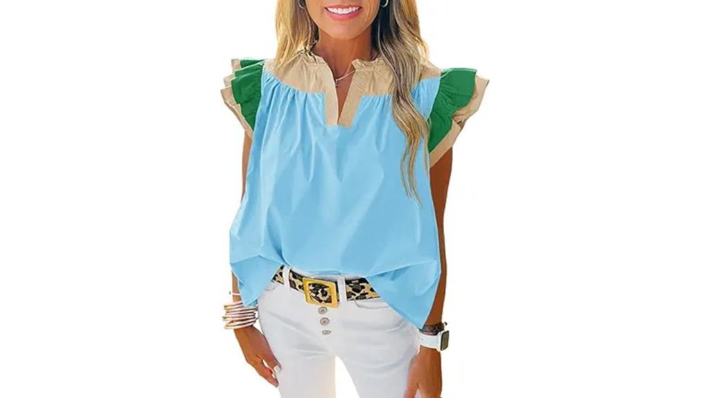 color block ruffle tank