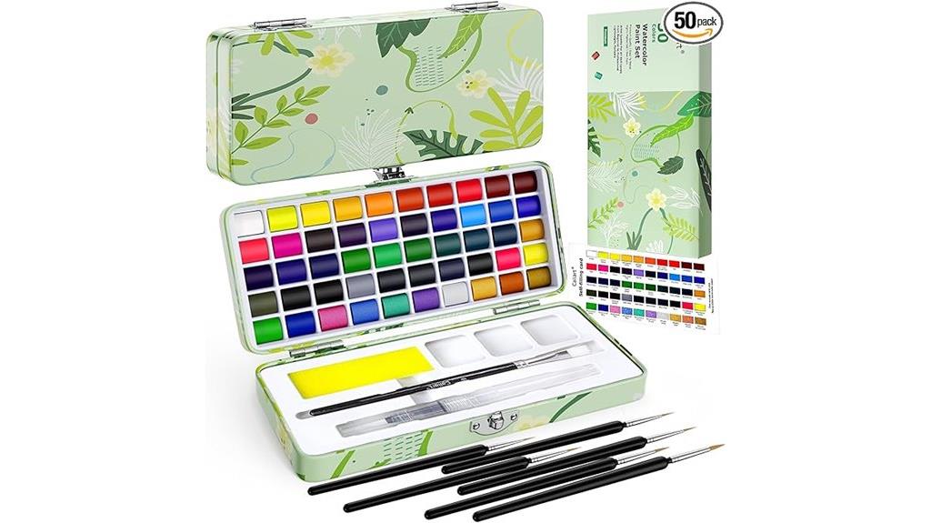 colorful watercolor paint set