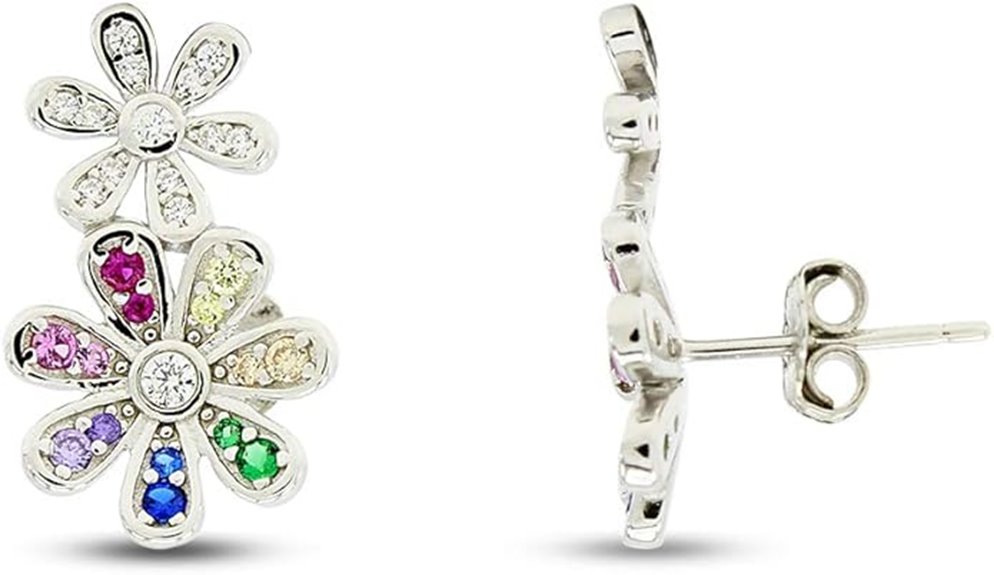 colorful zirconia stud earrings