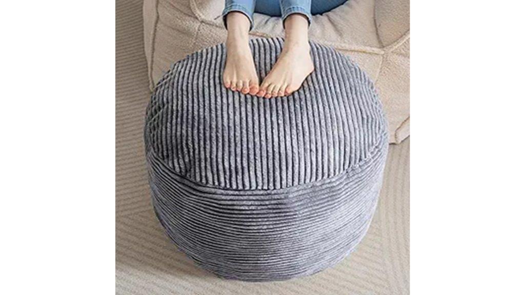 dark grey corduroy ottoman