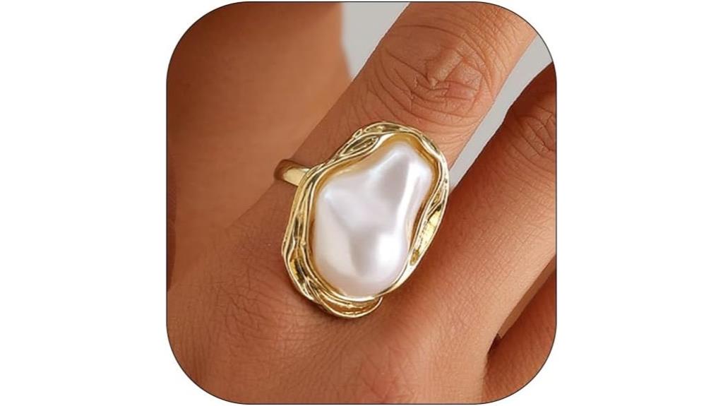 elegant irregular pearl ring