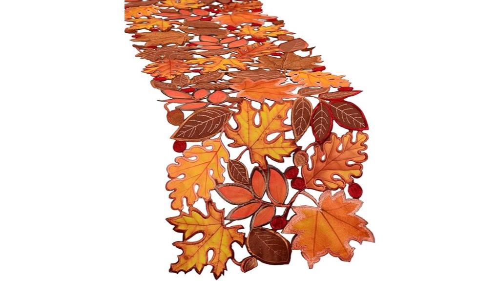 embroidered leaves thanksgiving runner