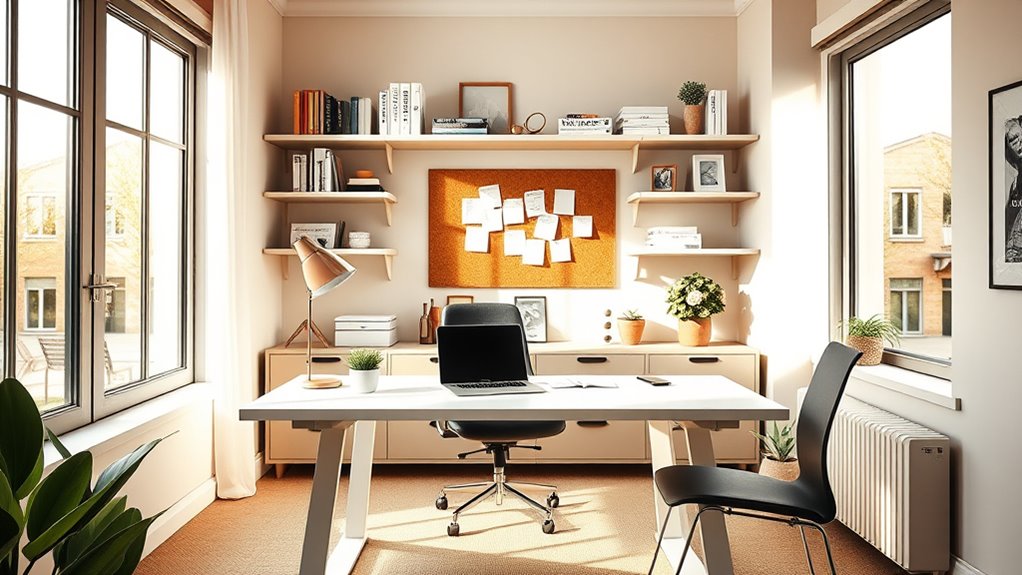 ergonomic well lit organized workspace