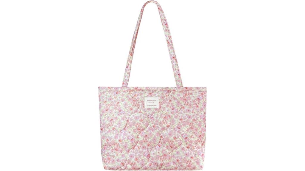 floral quilted tote bag