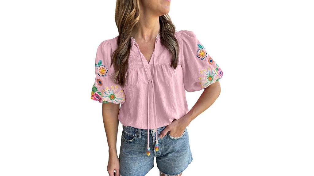 floral v neck boho blouse