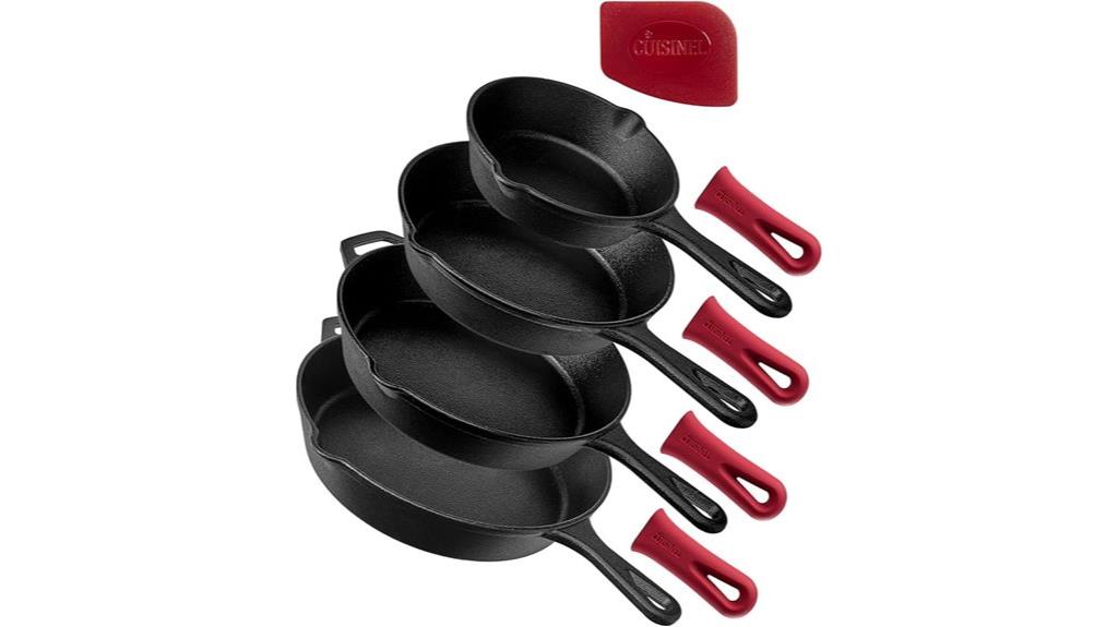 four piece cast iron skillet set