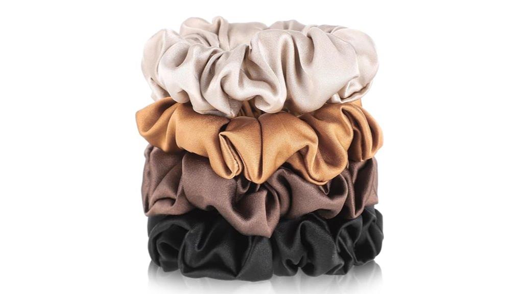 four silk scrunchies pack