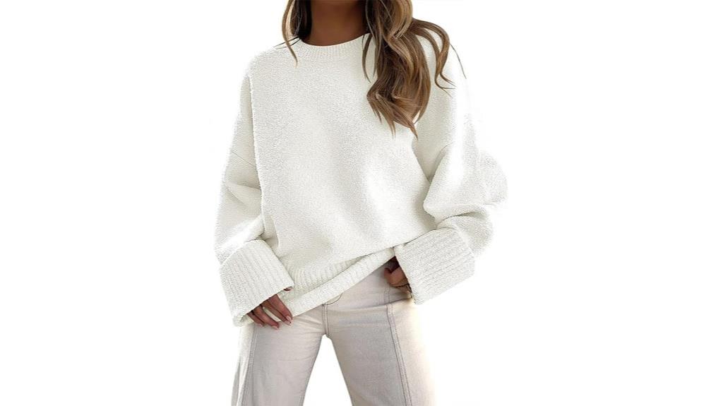 fuzzy oversized crewneck sweater