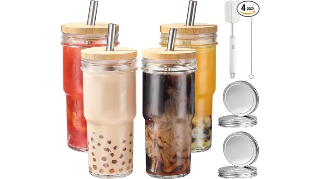 glass cups with lids
