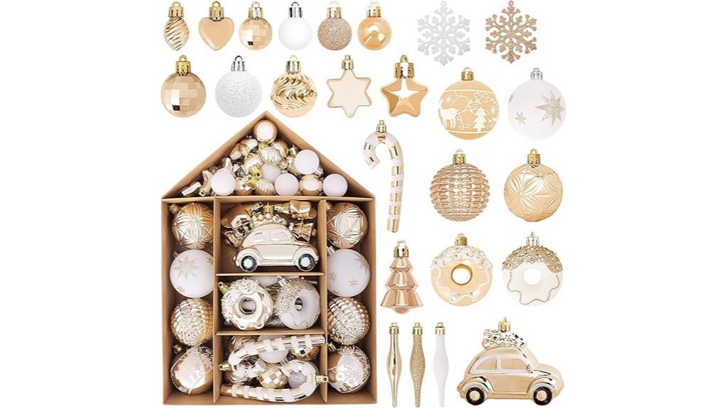 gold christmas ornament set