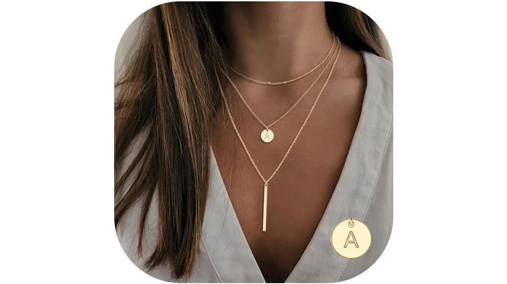 gold coin letter necklace