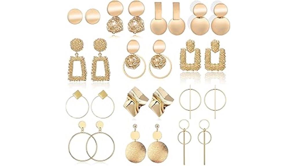 gold geometric drop earrings