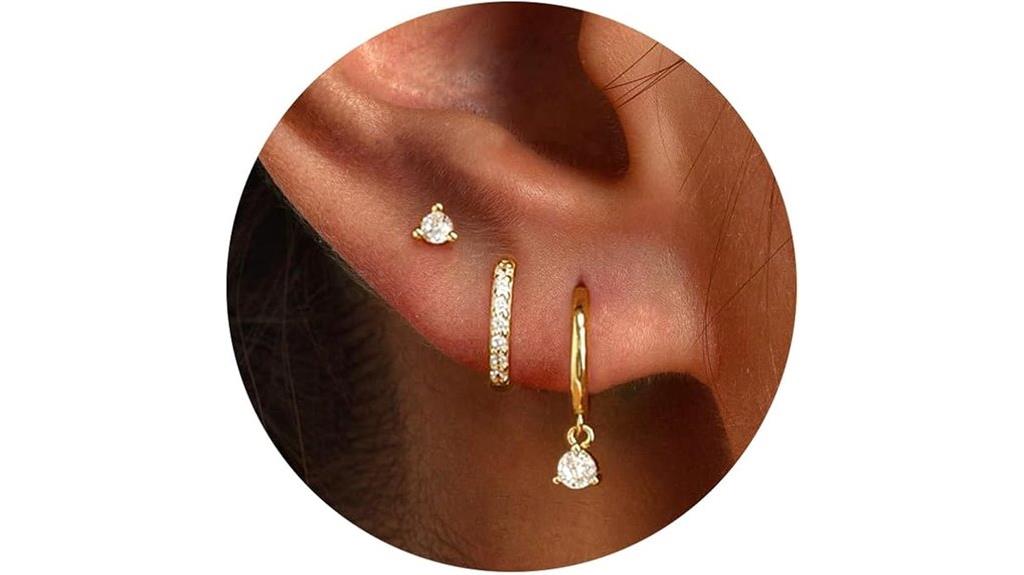 gold hoop earrings set