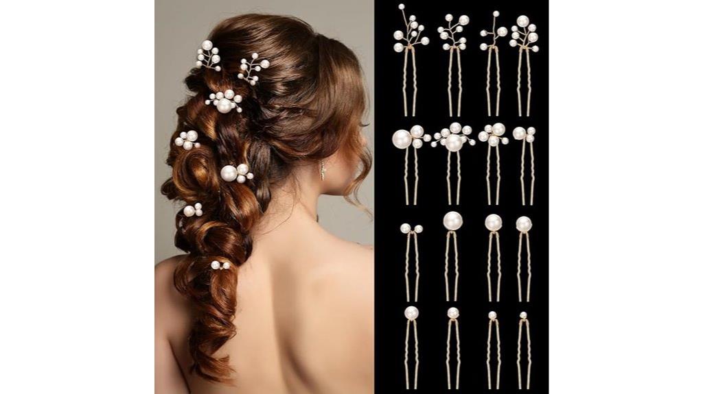 gold pearl wedding hairpins