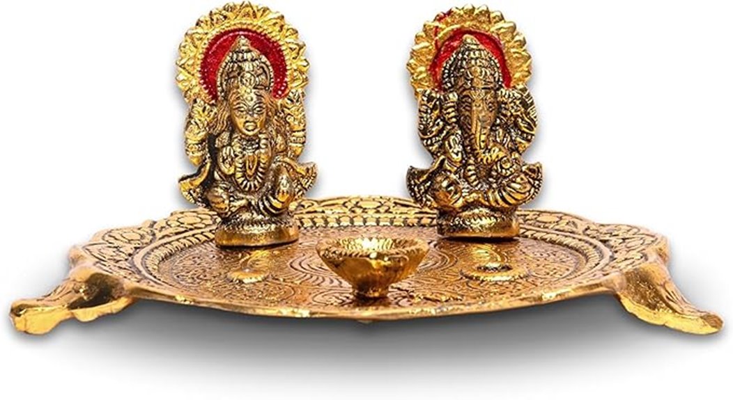golden aluminium pooja plate