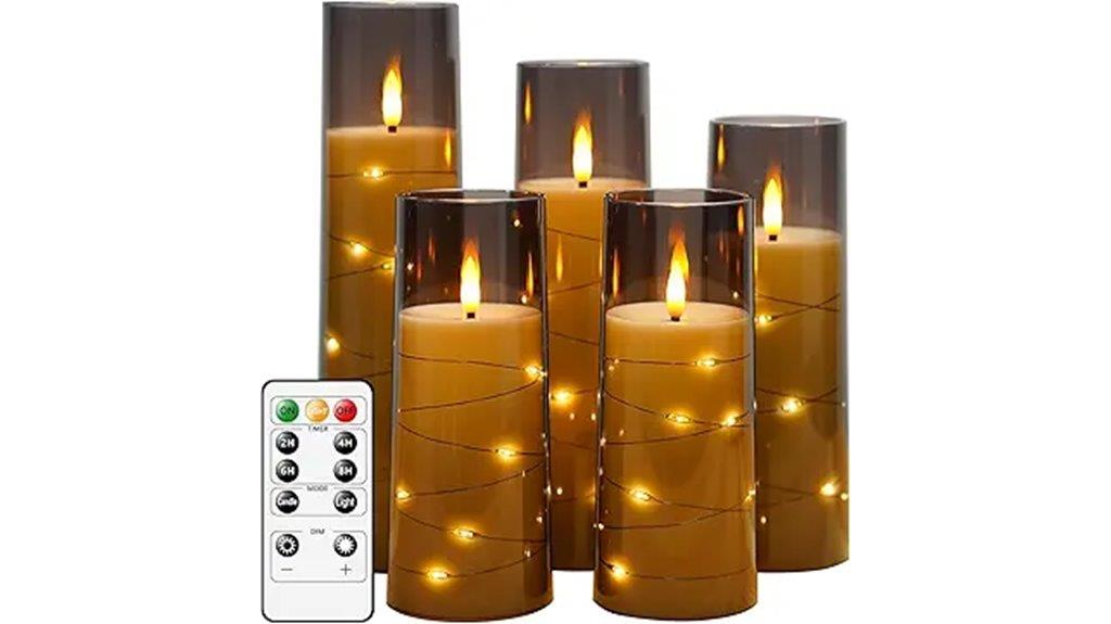 grey led candle set