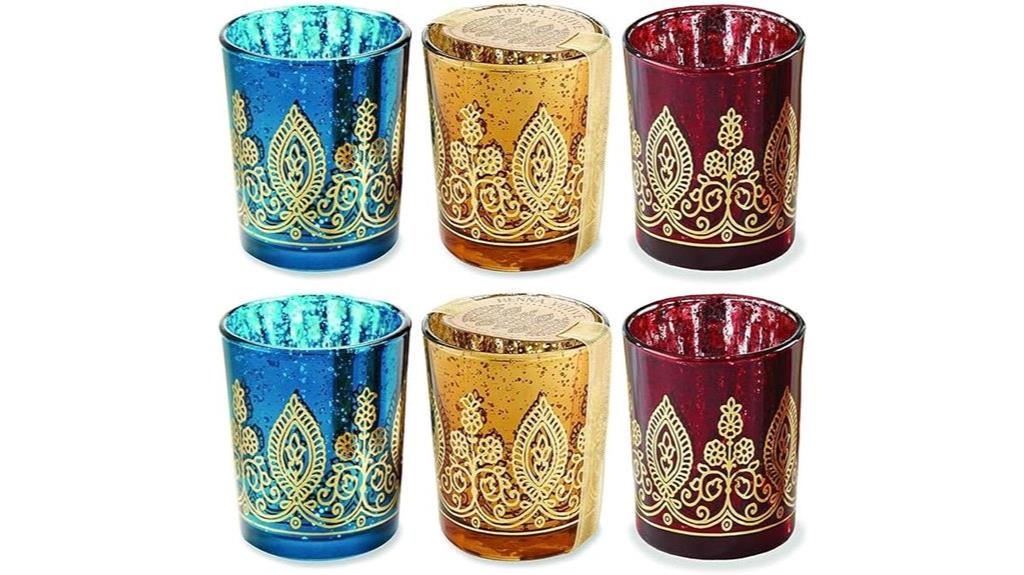 henna glass votive holders