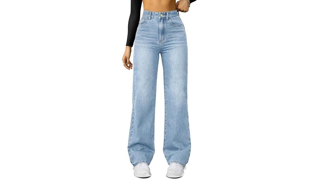 high waisted wide leg jeans