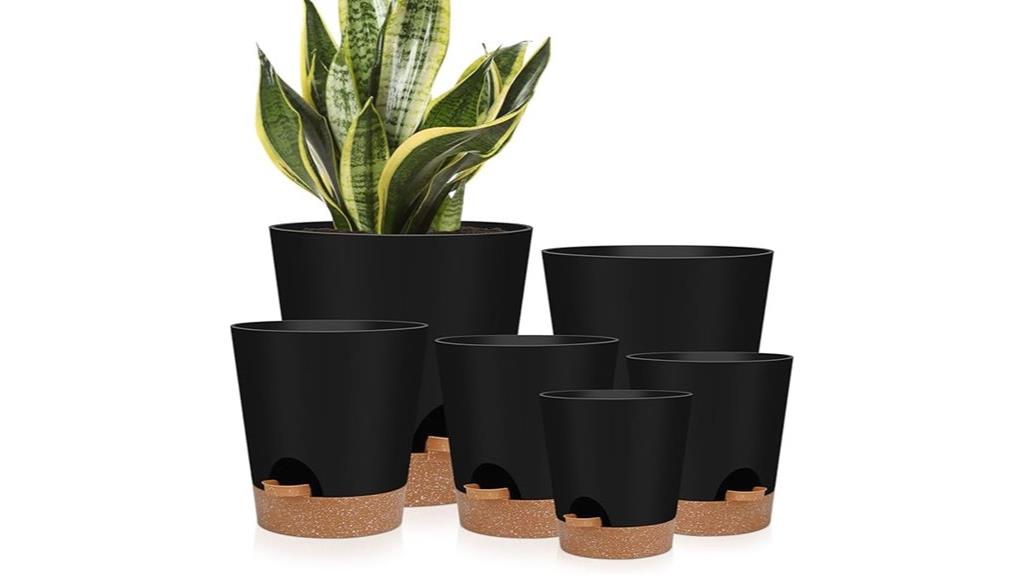 indoor self watering black planters