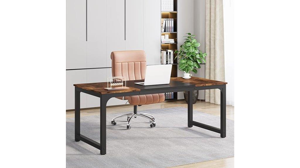 large black metal desk