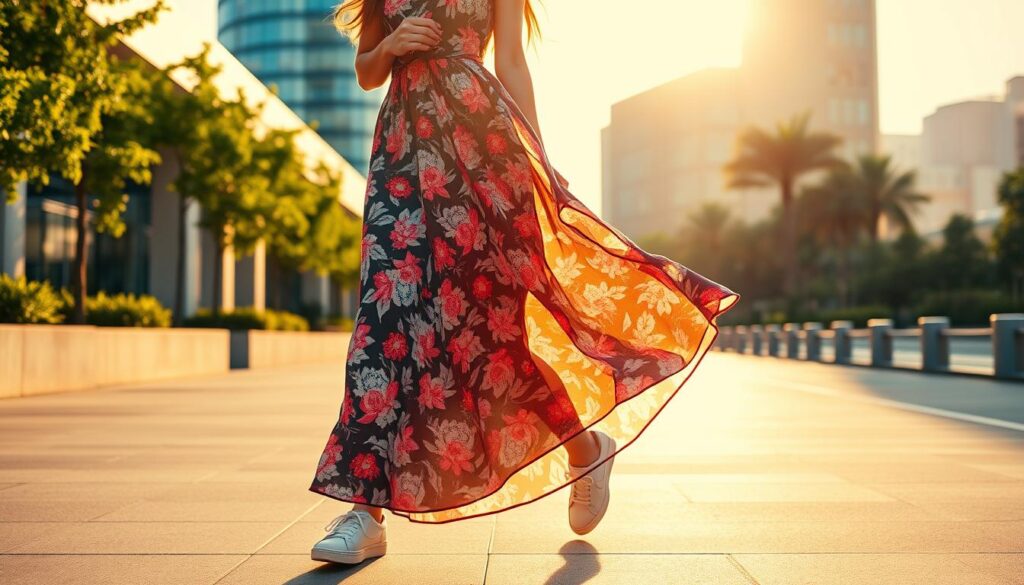 maxi dresses with sneakers