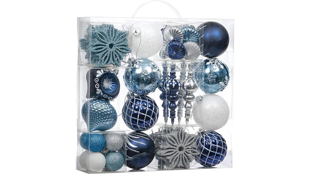 navy blue silver ornaments