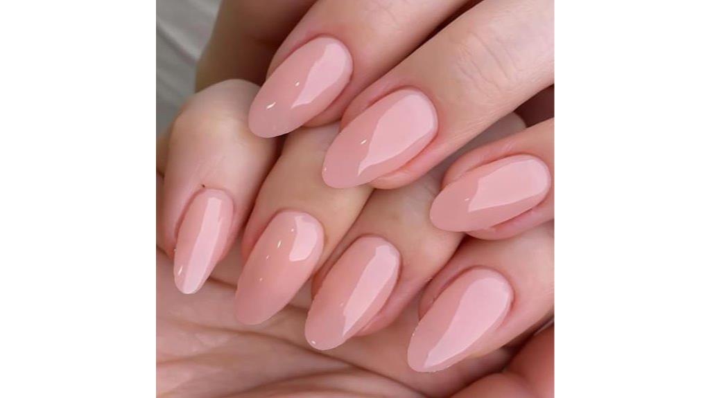 nude pink almond nails