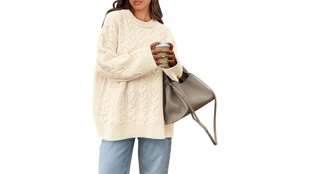 oversized crewneck cable sweater