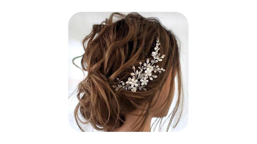 pearl flower wedding comb