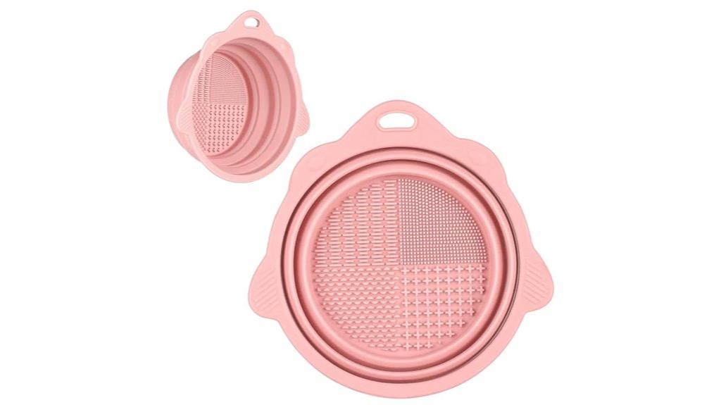 pink foldable silicone bowl
