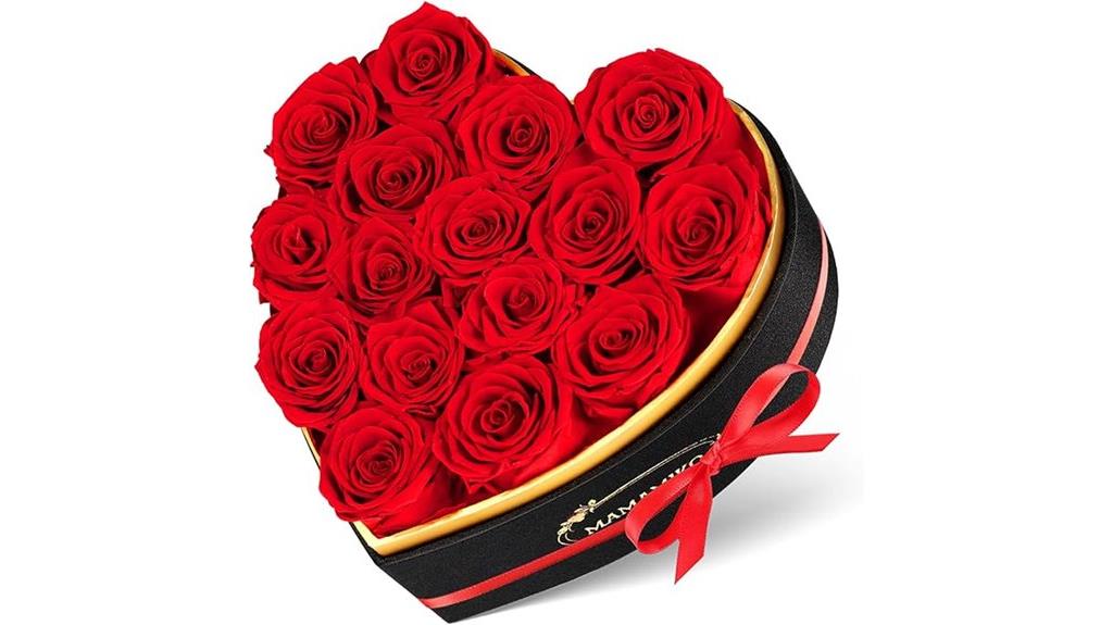 preserved roses heart box