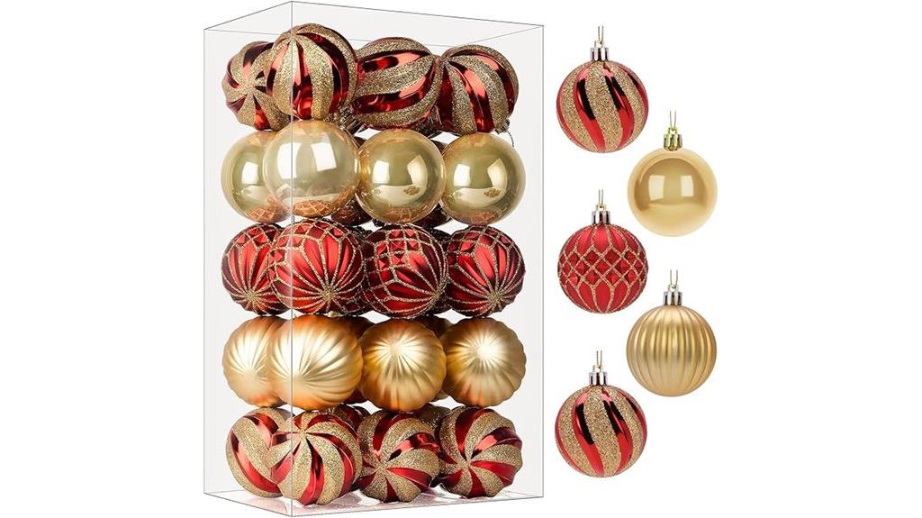 red gold christmas tree ornaments