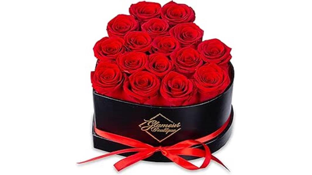 red heart shaped flower box