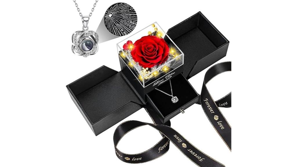 red rose heart necklace
