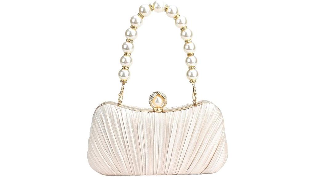 satin pearl clutch bag