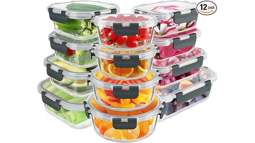 set of 12 glass containers