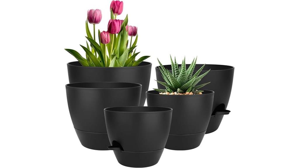 set of 5 self watering planters