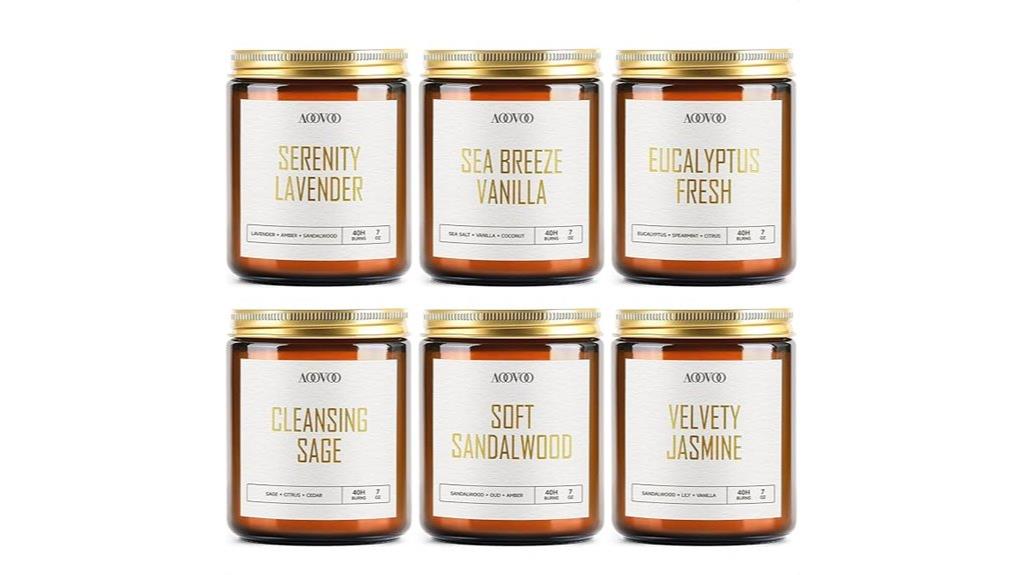 set of six scented candles