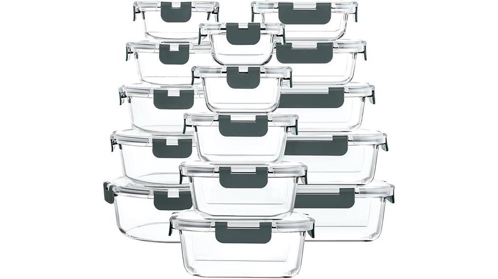 set of thirty glass containers