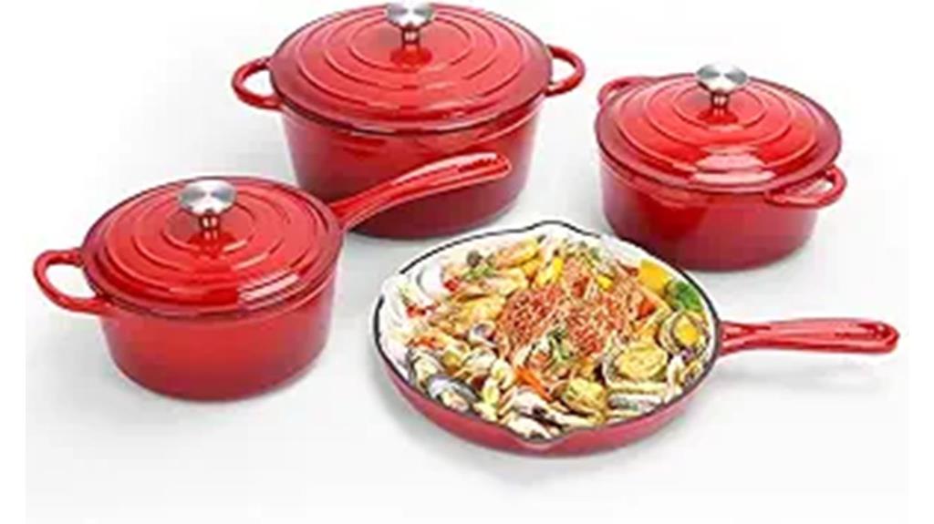 seven piece cast iron cookware