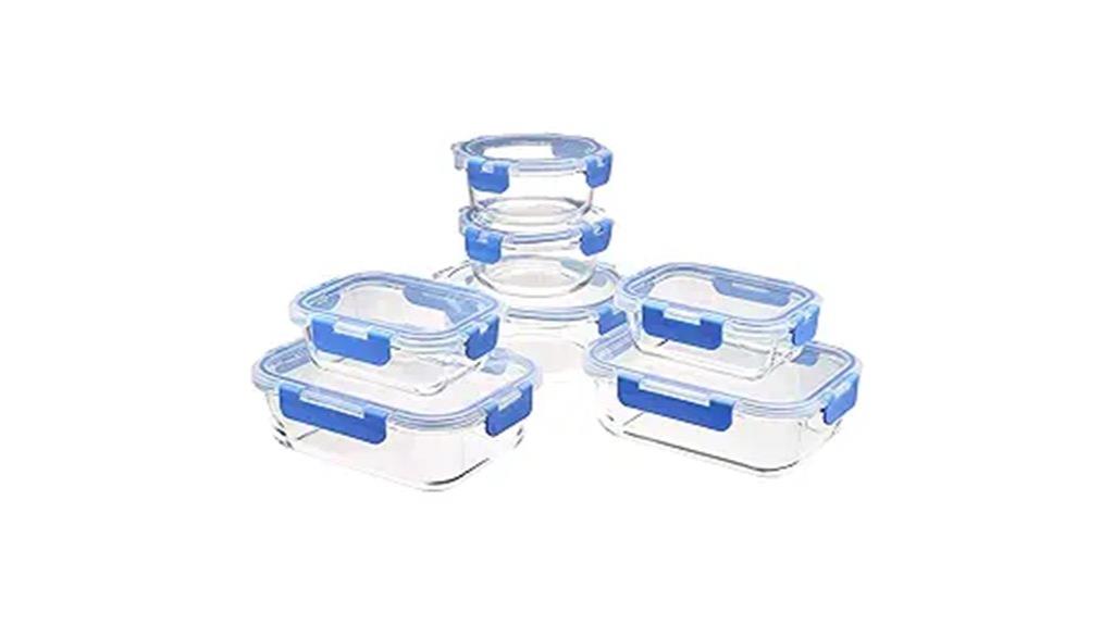 seven set glass containers