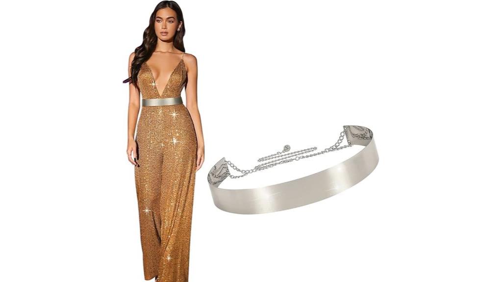 shiny adjustable metal belt