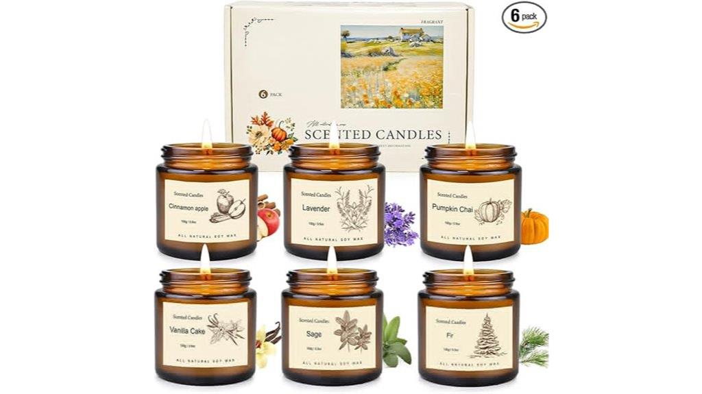 six scented soy candles