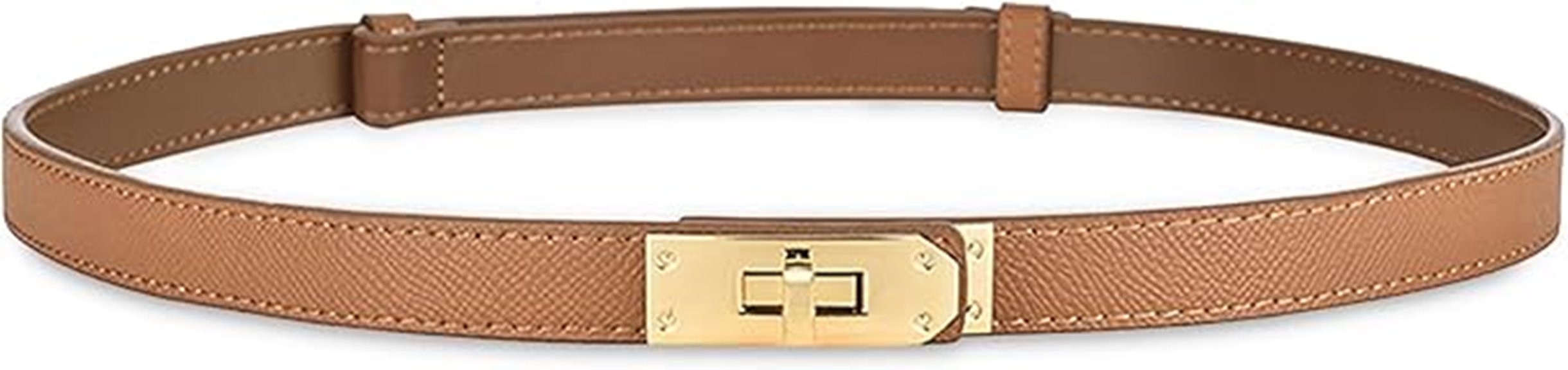 slim leather belt with silver buckle